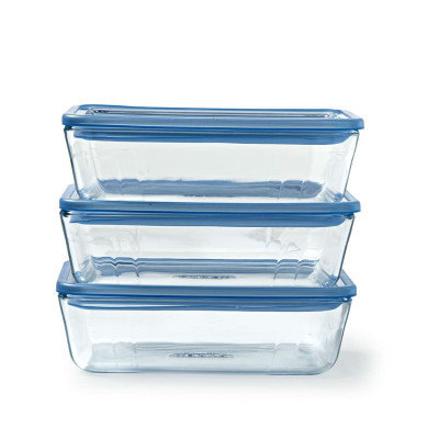 Set of lunch boxes Pyrex Blue Transparent 2,6 L 3 Pieces