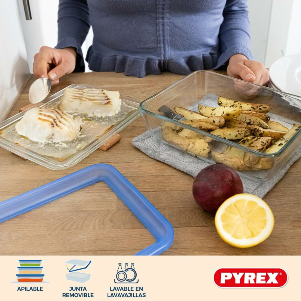 Set of lunch boxes Pyrex Blue Transparent 2,6 L 3 Pieces
