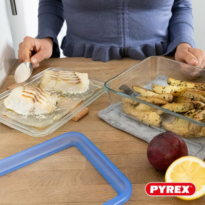 Set of lunch boxes Pyrex Blue Transparent 2,6 L 3 Pieces