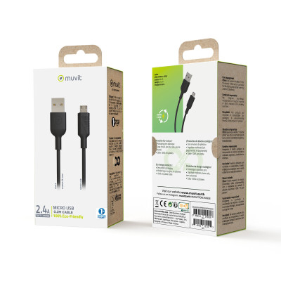 USB Cable Muvit for Change Black 20 cm