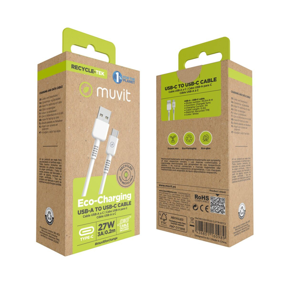 USB Cable Muvit White 20 cm