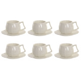 Set of 6 Cups with Plate Home ESPRIT White Porcelain 120 ml