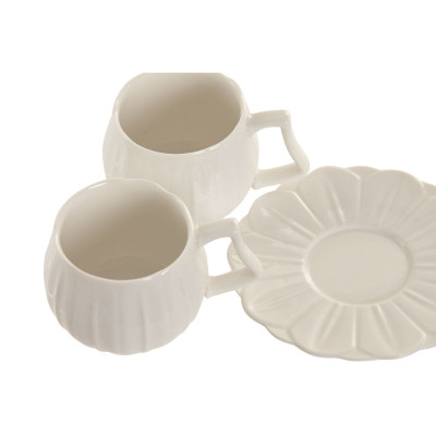 Set of 6 Cups with Plate Home ESPRIT White Porcelain 120 ml
