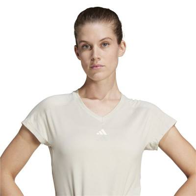 Women’s Short Sleeve T-Shirt Adidas Aeroready Minimal Beige Fitness