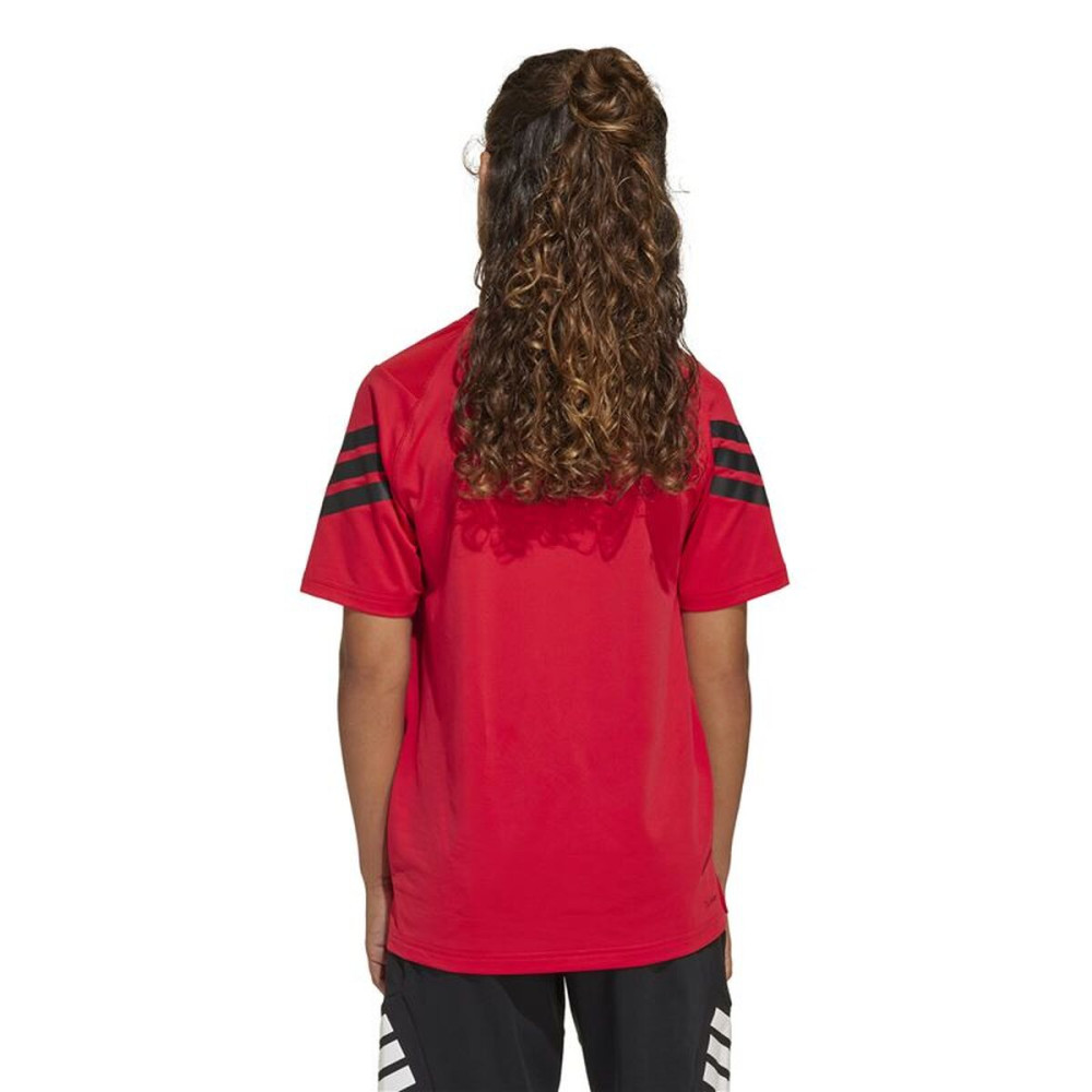 Child's Short Sleeve T-Shirt Adidas All Sports Black Red