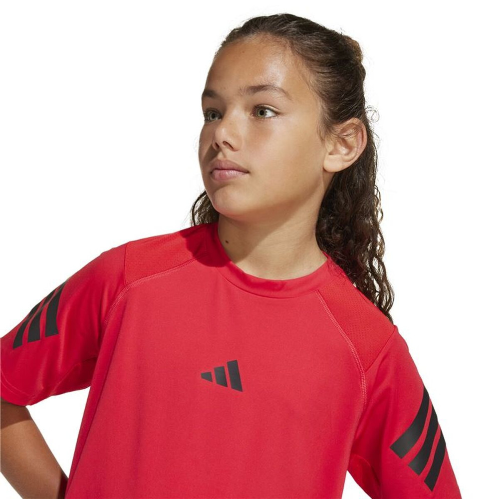 Child's Short Sleeve T-Shirt Adidas All Sports Black Red