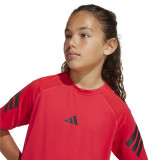 Child's Short Sleeve T-Shirt Adidas All Sports Black Red