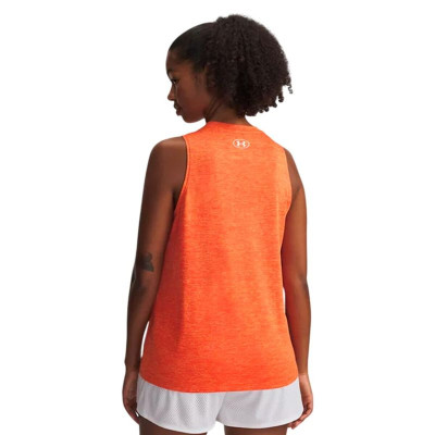 Women's Sleeveless T-shirt Under Armour Tech Tank Twist Orange Fitness