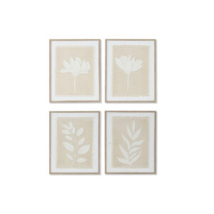 Painting Home ESPRIT White Beige Scandinavian Botanical plants 40 x 2,2 x 50 cm (4 Units)