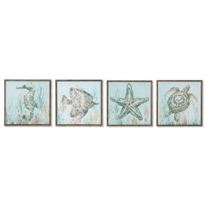 Painting Home ESPRIT Blue White Mediterranean 30 x 3,5 x 30 cm (4 Units)