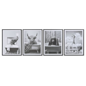 Painting Home ESPRIT White Black Animal Vintage 45 x 2,2 x 60 cm (4 Units)