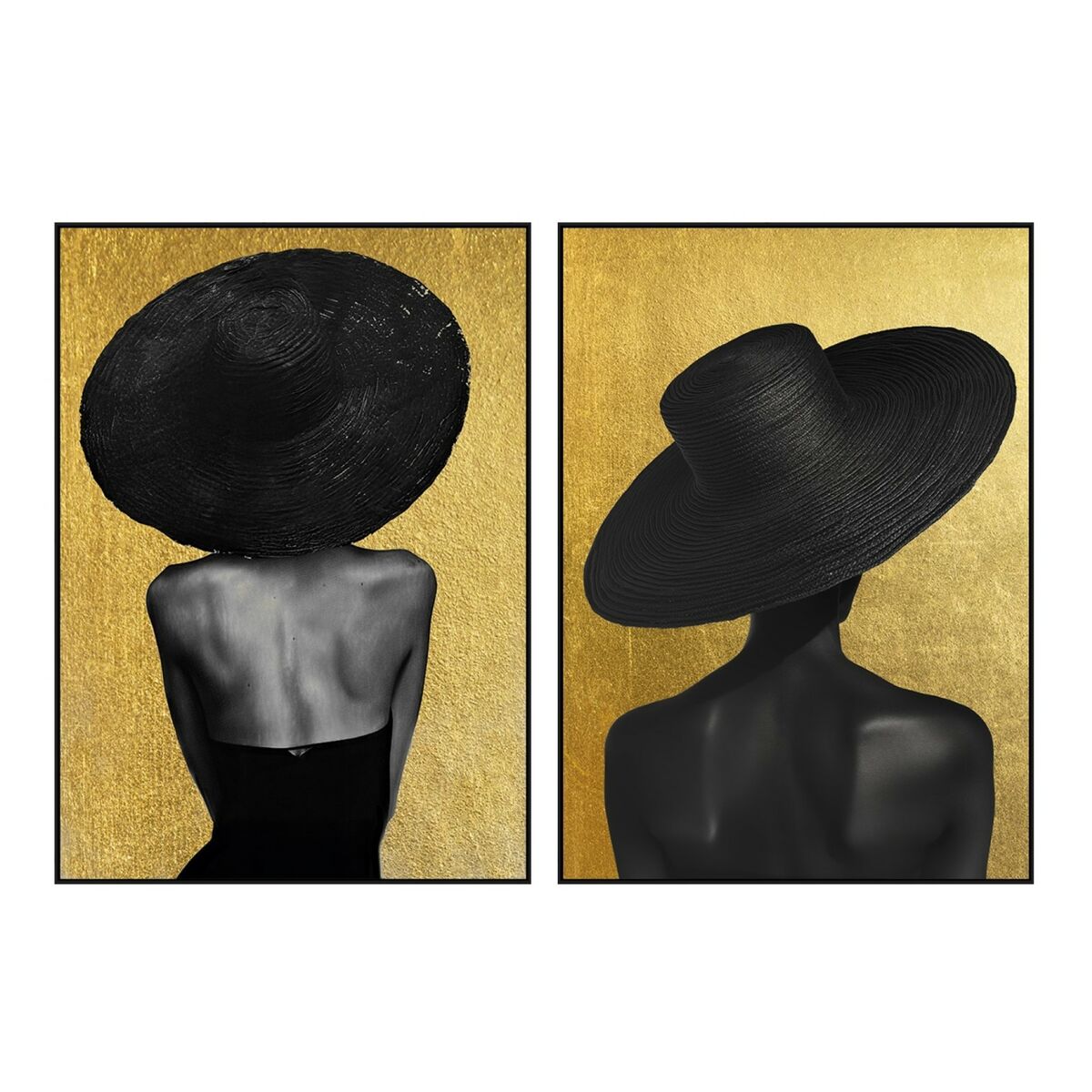 Painting Home ESPRIT Black Golden Hat 103 x 4,5 x 143 cm (2 Units)