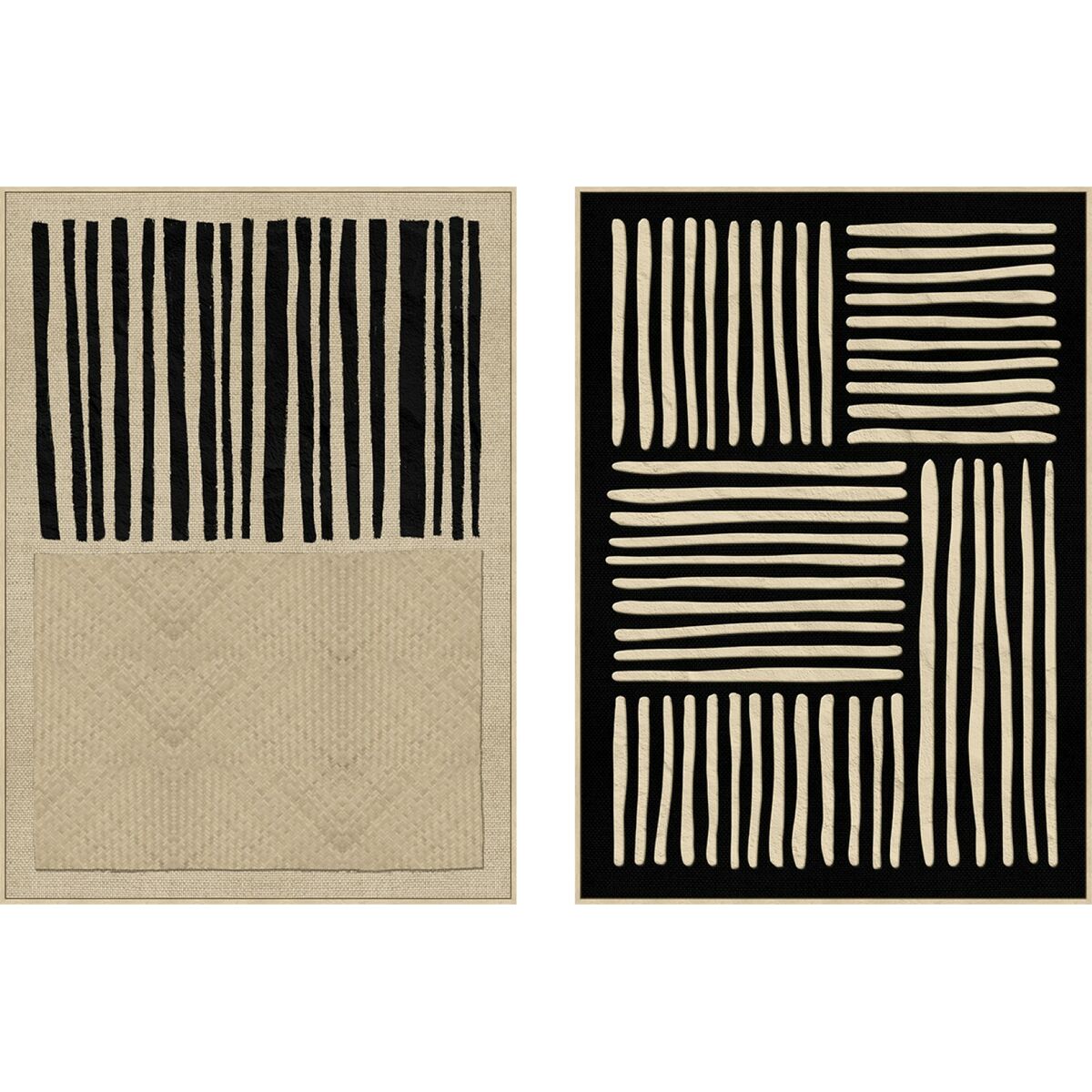 Painting Home ESPRIT Black Beige Urban 103 x 4,5 x 143 cm (2 Units)