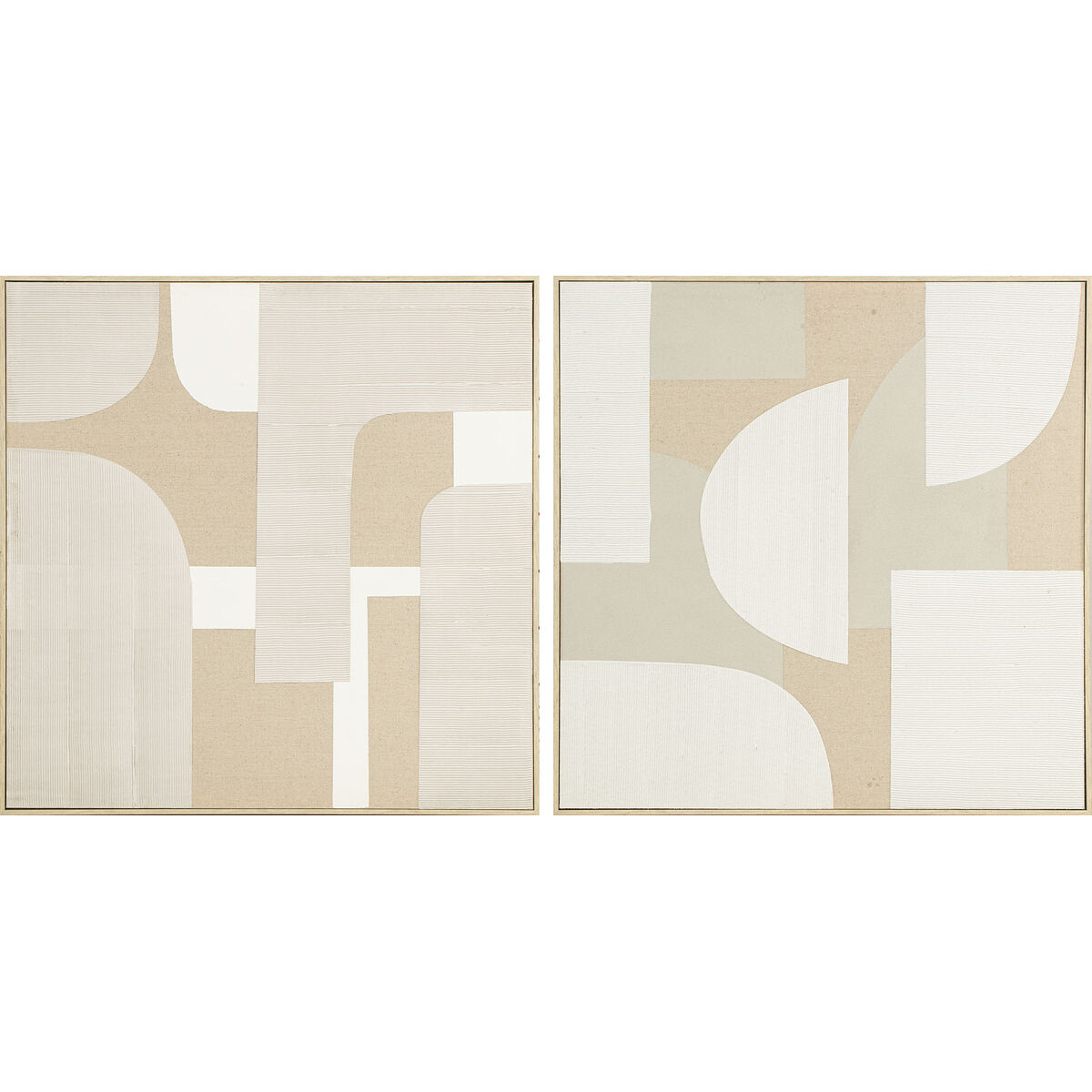 Painting Home ESPRIT White Beige Modern Scandinavian 90 x 3,8 x 90 cm (2 Units)