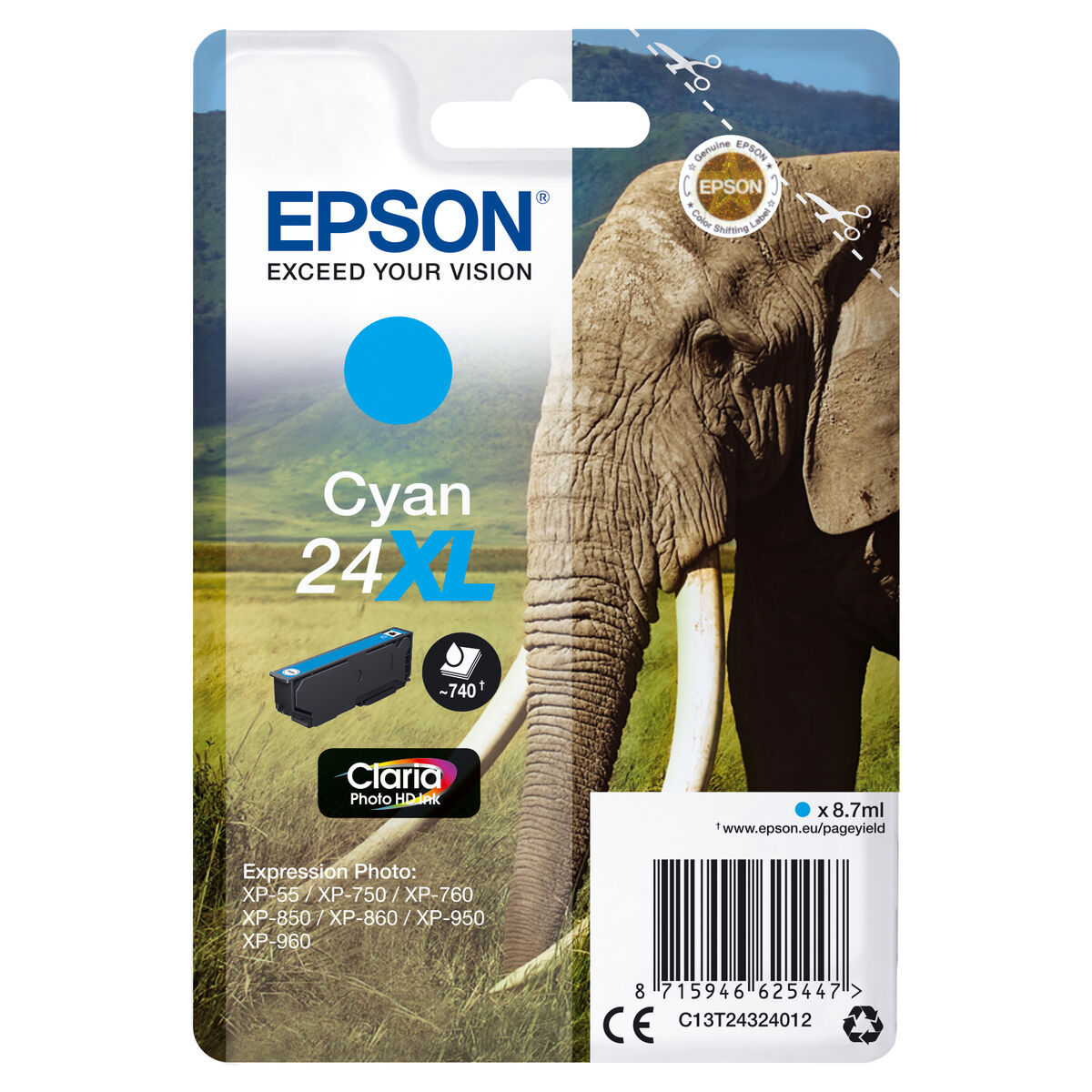 Original Ink Cartridge Epson CLARIA PHOTO HD INK EXPRESSION PHOTO XP-950 - 24XL Cyan (10 Units)